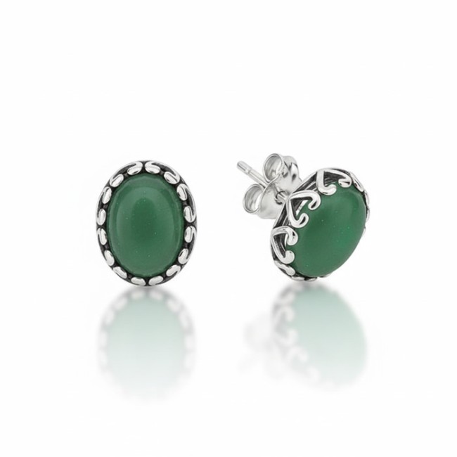 Sterling silver stud earrings with aventurine K3 2131