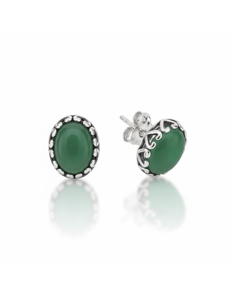 Sterling silver stud earrings with aventurine K3 2131