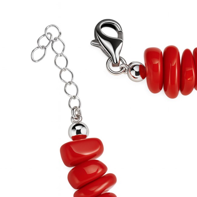Red coral and silver necklace N 4444 | Polcarat Design