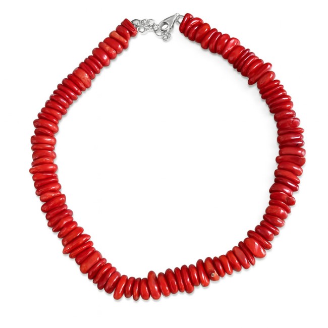 Red coral and silver necklace N 4444 | Polcarat Design