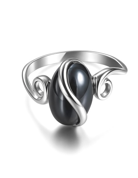 Sterling silver ring with striped flint PK 1663 | Polcarat Design