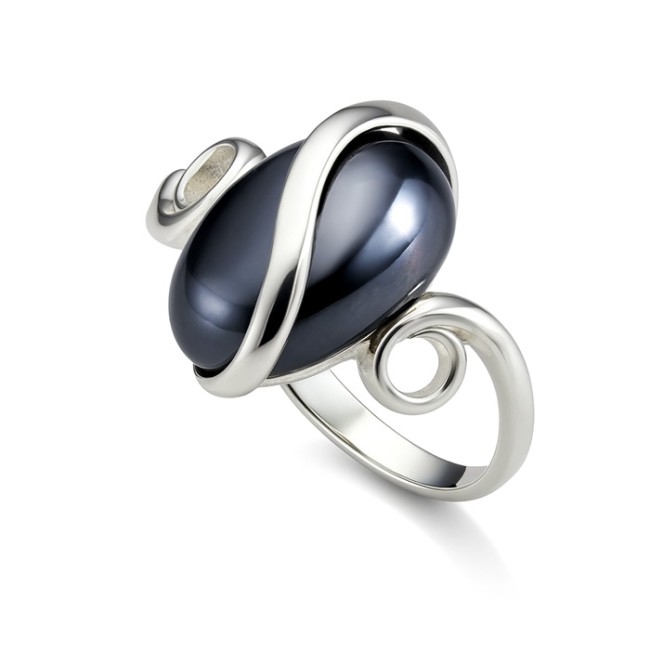 Sterling silver ring with striped flint PK 1663 | Polcarat Design