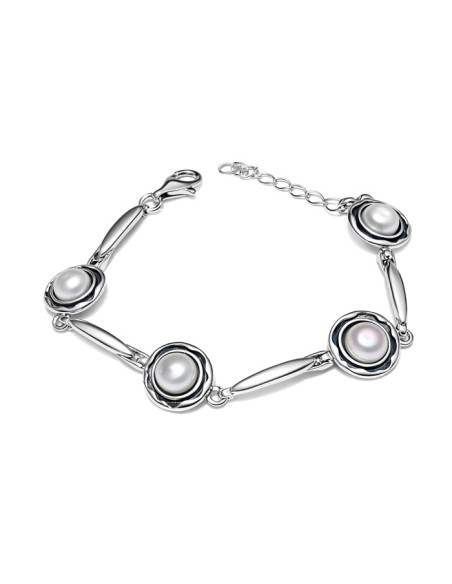 Silver bracelet with pearls L 1852 Polcarat Design