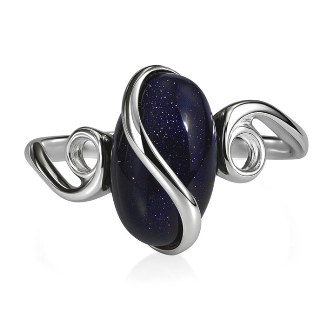 Sterling silver ring with blue goldstone (Noc Kairu) PK 1663