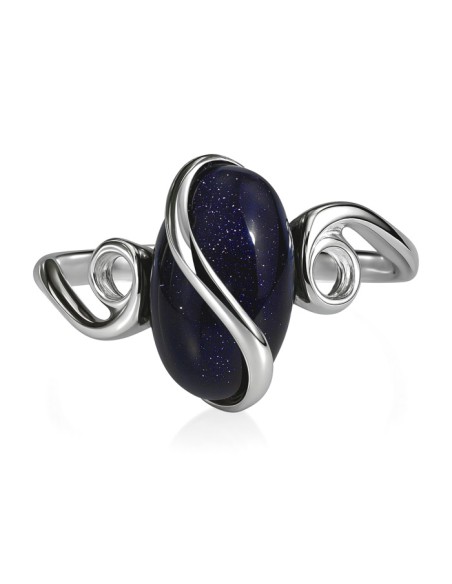 Sterling silver ring with blue goldstone (Noc Kairu) PK 1663