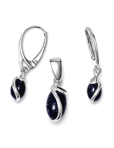 Sterling silver set with blue goldstone (Noc Kairu) KPL 1663 2