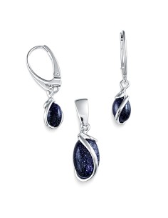Sterling silver set with blue goldstone (Noc Kairu) KPL 1663