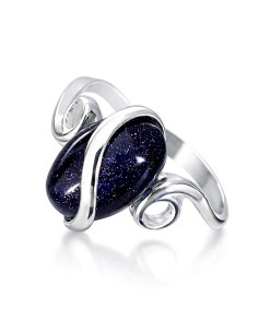 Sterling silver ring with blue goldstone (Noc Kairu) PK 1663