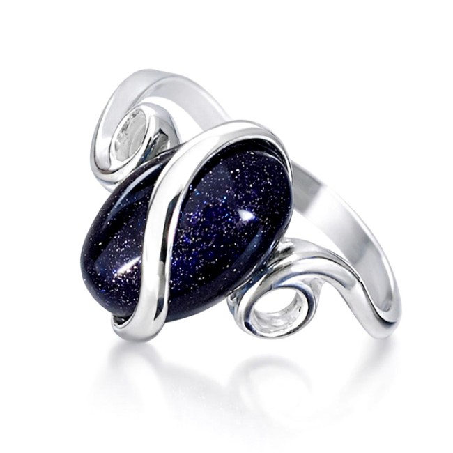 Sterling silver ring with blue goldstone (Noc Kairu) PK 1663
