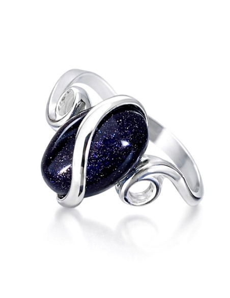 Sterling silver ring with blue goldstone (Noc Kairu) PK 1663