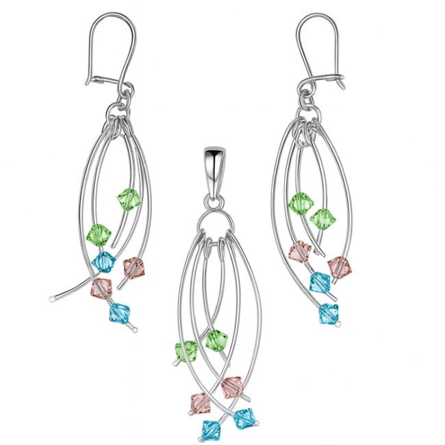 Silver set with Swarovski crystals KPL 963