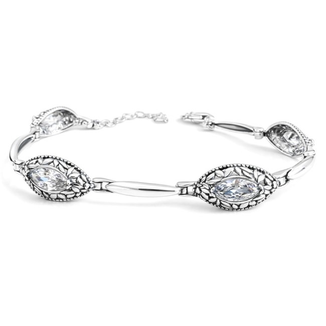 Srebrna bransoletka z cyrkoniami L 1937 Biały