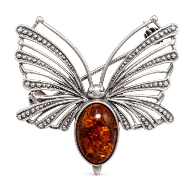 Silver brooch with amber B 67