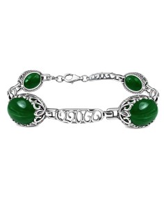 Silver bracelet green AGATE L 2127 Polcarat Design