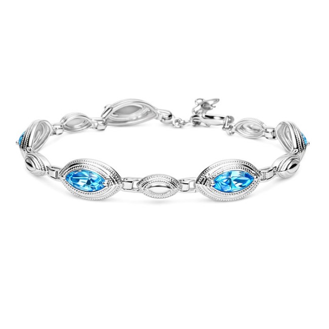 Srebrna bransoletka z kryształami Swarovskiego L 1892 Aquamarine