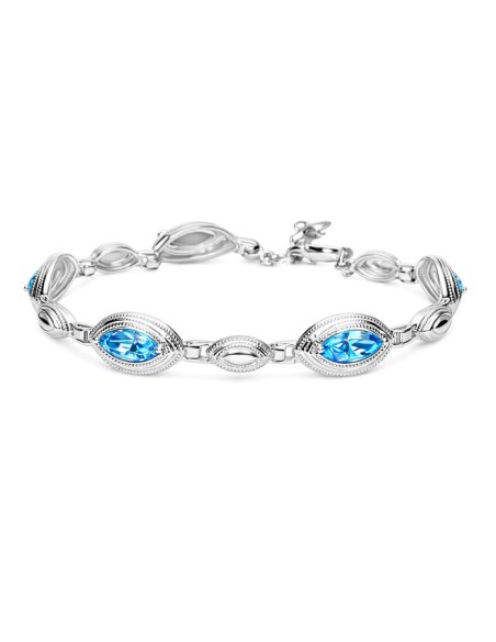 Srebrna bransoletka z kryształami Swarovskiego L 1892 Aquamarine