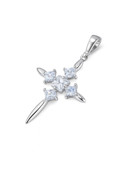 Silver cross with zircons W 1030