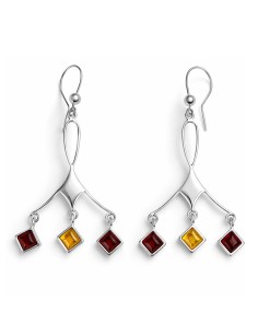 Silver earrings with amber BU 096
