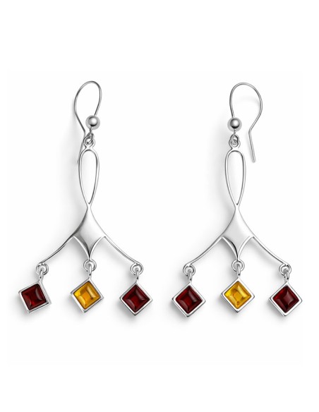 Silver earrings with amber BU 096