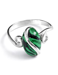 Sterling silver ring with malachite PK 1663 | Polcarat Design 2