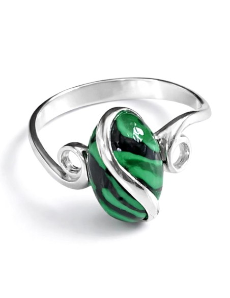 Sterling silver ring with malachite PK 1663 | Polcarat Design