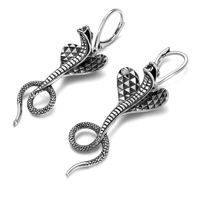 Sterling silver cobra earrings K 1715 | Polcarat Design