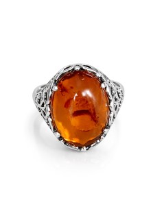 Sterling silver ring with Baltic amber PK 2166 | Polcarat Design 2