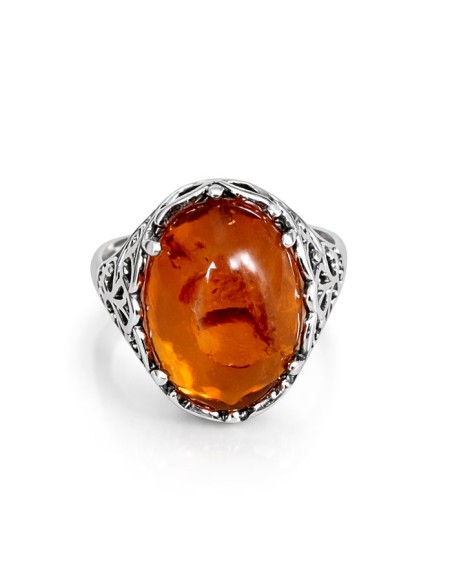 Sterling silver ring with Baltic amber PK 2166 | Polcarat Design