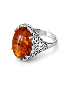 Sterling silver ring with Baltic amber PK 2166 | Polcarat Design