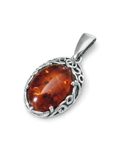 Sterling silver pendant with Baltic amber W 2166 | Polcarat Design