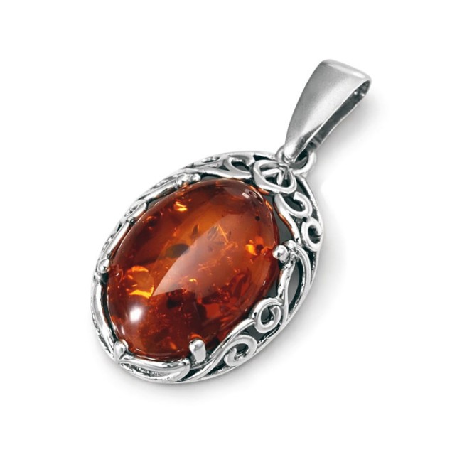 Sterling silver pendant with Baltic amber W 2166 | Polcarat Design