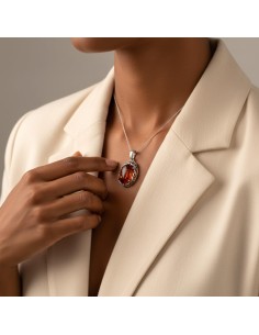 Sterling silver pendant with Baltic amber W 2166 | Polcarat Design 2