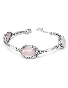 Sterling silver bracelet with rose quartz L 2166 | Polcarat Design