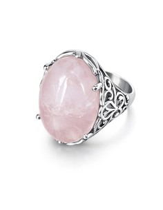 Sterling silver ring with rose quartz PK 2166 | Polcarat Design