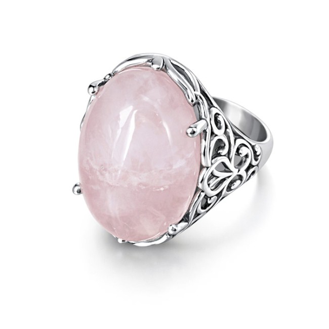 Sterling silver ring with rose quartz PK 2166 | Polcarat Design