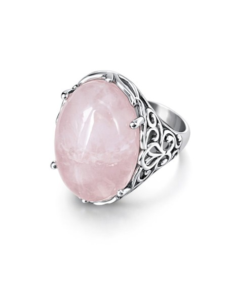 Sterling silver ring with rose quartz PK 2166 | Polcarat Design