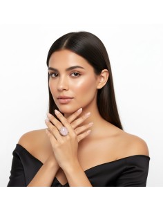 Pierścionek Srebrny z Różowym Kwarcem 925 | Elegancka Biżuteria z Kamieniem | 2