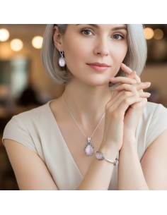 Sterling silver pendant with rose quartz W 2166 | Polcarat Design 2
