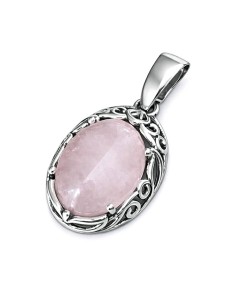 Sterling silver pendant with rose quartz W 2166 | Polcarat Design