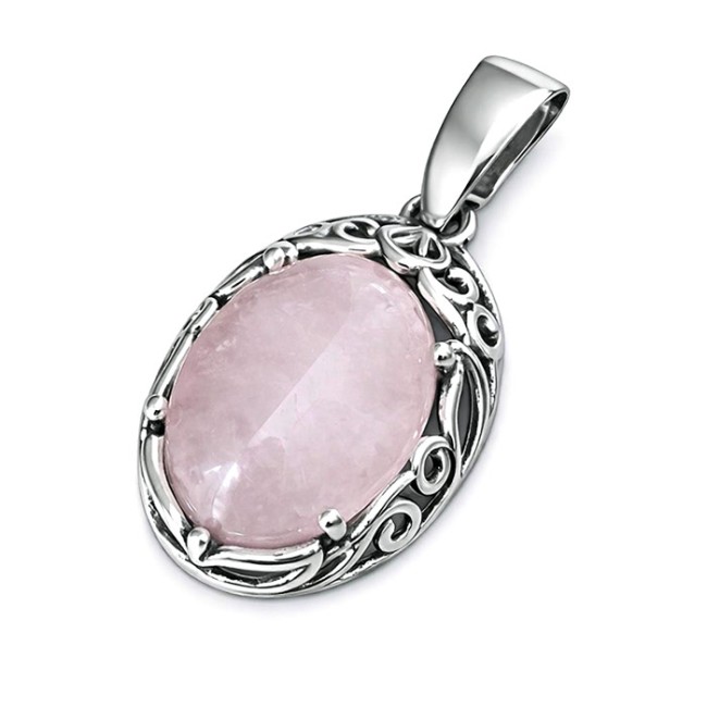 Sterling silver pendant with rose quartz W 2166 | Polcarat Design