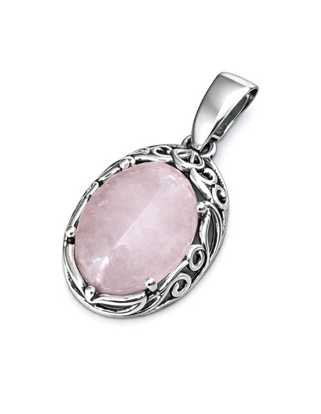 Sterling silver pendant with rose quartz W 2166 | Polcarat Design