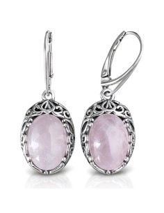 Sterling silver drop earrings with rose quartz K 2166