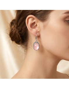 Sterling silver drop earrings with rose quartz K 2166 2