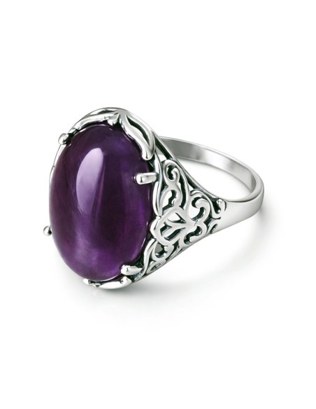 Elegancki Pierścionek Srebrny z Naturalnym Ametystem PK 2166 | Królewski Fiolet i Symbol Mądrości|Polcaratdesign.pl Biżuteria
