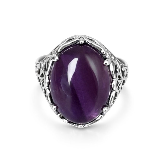 Elegancki Pierścionek Srebrny z Naturalnym Ametystem PK 2166 | Królewski Fiolet i Symbol Mądrości|Polcaratdesign.pl Biżuteria