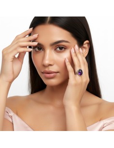 Pierścionek Srebrny z Ametystem 925 | Elegancka Biżuteria z Fioletowym Kamieniem 2