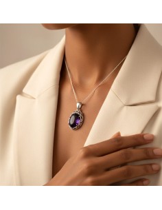 Sterling silver pendant with amethyst W 2166 | Polcarat Design 2