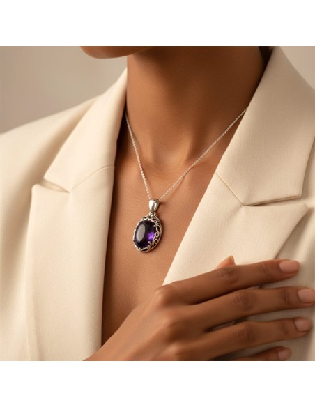 Sterling silver pendant with amethyst W 2166 | Polcarat Design