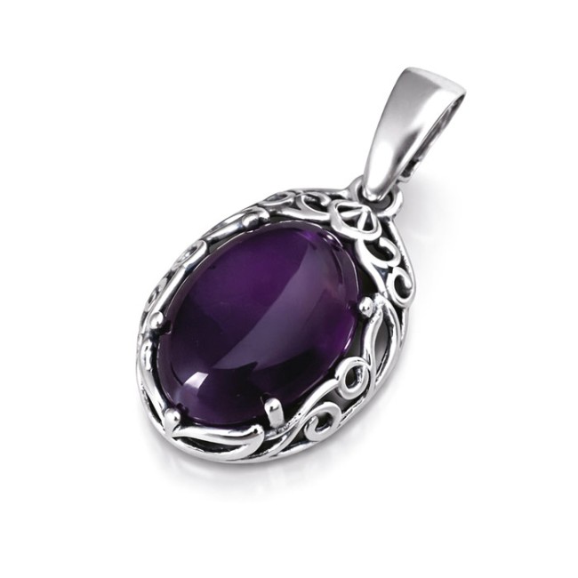 Elegancka Srebrna Zawieszka z Naturalnym Ametystem