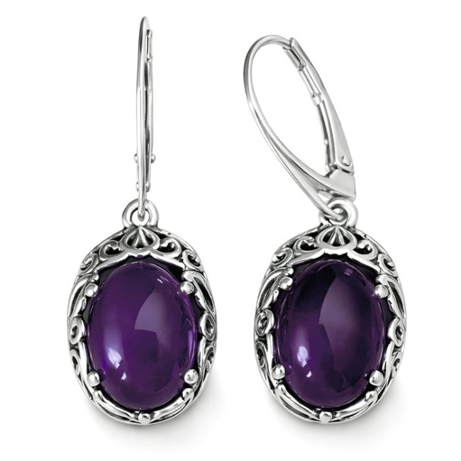 Sterling silver drop earrings with amethyst K 2166 | Polcarat Design